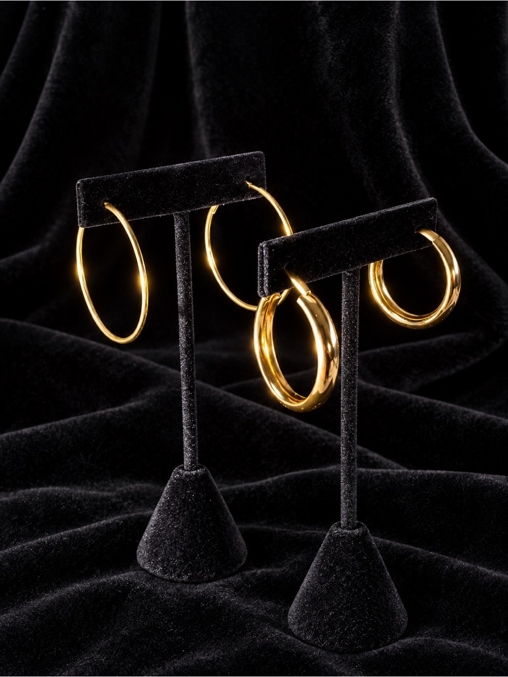 Two Sets of Classic Gold Hoop Earrings